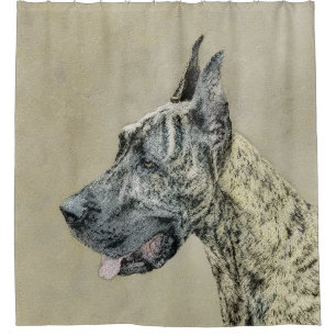 Great Dane (Brindle) Painting - Original Dog Art Shower Curtain