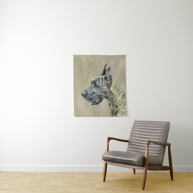 Great Dane (Brindle) Painting - Original Dog Art Tapestry (In Situ)