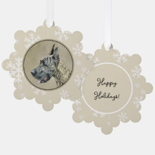 Great Dane (Brindle) Painting - Original Dog Art Tree Decoration Card