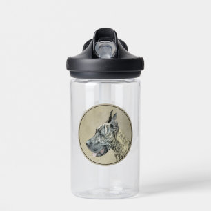Great Dane (Brindle) Painting - Original Dog Art Water Bottle