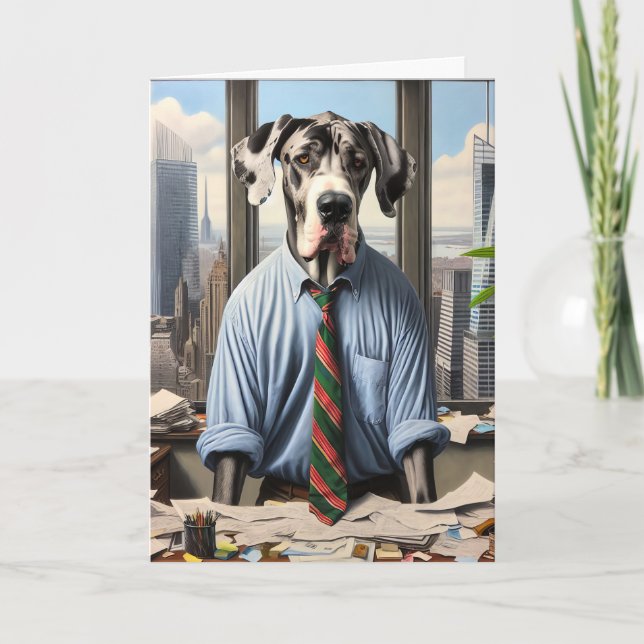 Great Dane Businessman Birthday Card (Front)
