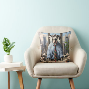 Great Dane Businessman In An Office Cushion
