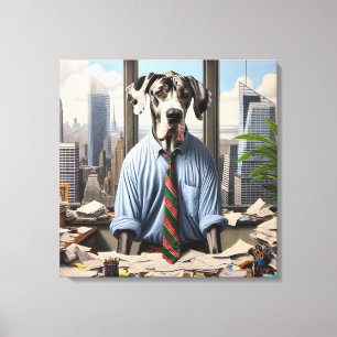 Great Dane Businessman In Office Canvas Print