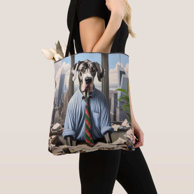 Great Dane Businessman In Office Tote Bag (Close Up)