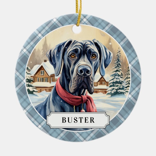 Great Dane Ceramic Circle Ornament (Front)