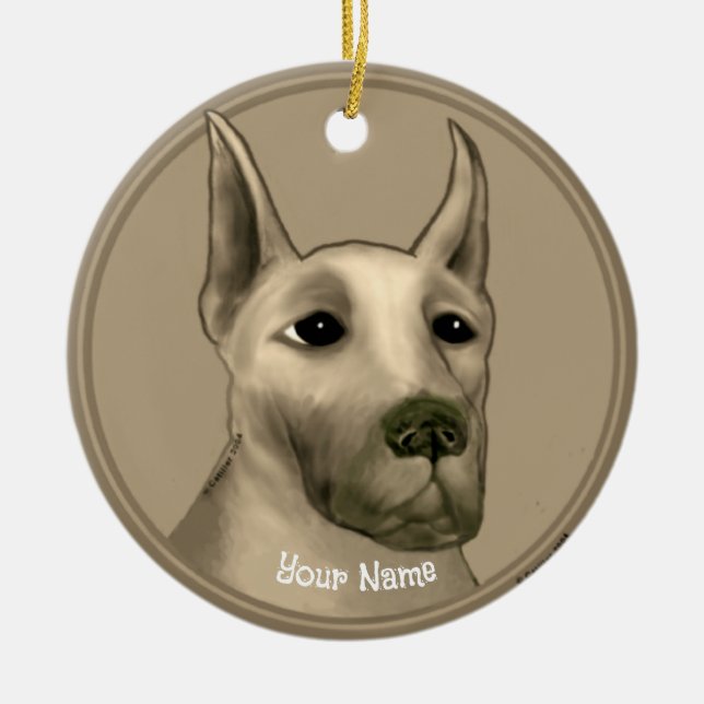Great Dane  Ceramic Tree Decoration (Front)