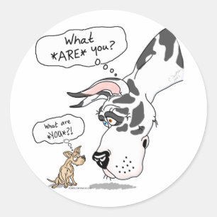 Great Dane & Chihuahua Harlequin Classic Round Sticker