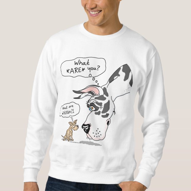 Great Dane & Chihuahua Harlequin Sweatshirt (Front)