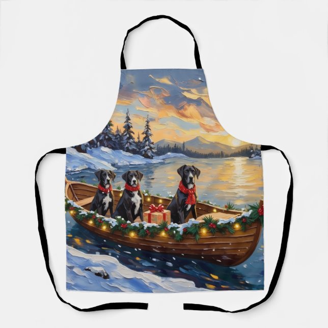 Great Dane Christmas Boat Holiday Apron (Front)