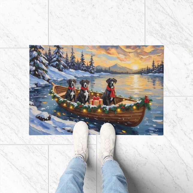 Great Dane Christmas Boat Holiday Doormat (Indoor)
