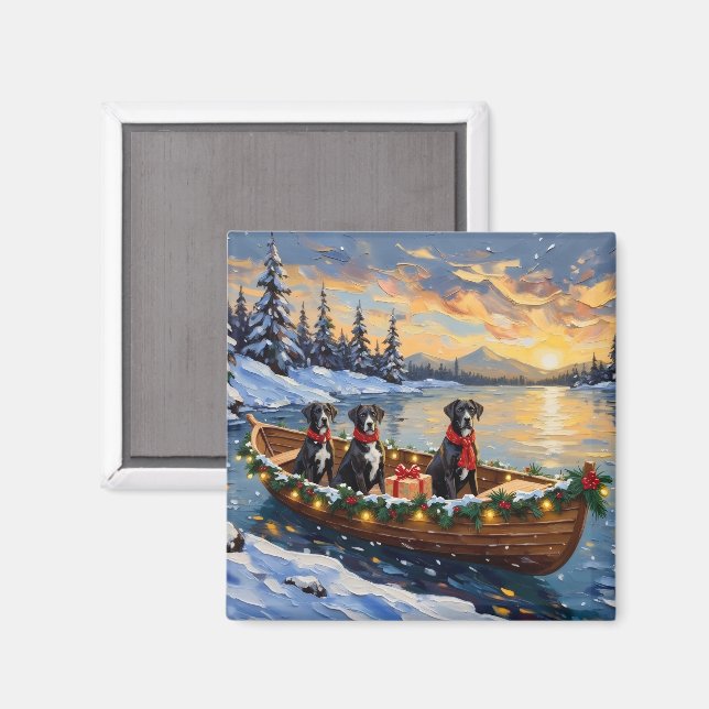 Great Dane Christmas Boat Holiday Magnet (Front/Back)