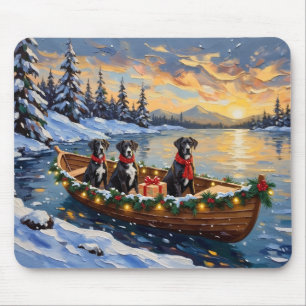 Great Dane Christmas Boat Holiday Mouse Mat