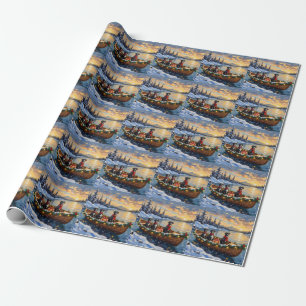 Great Dane Christmas Boat Holiday Wrapping Paper