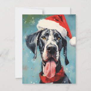 Great Dane Christmas brush painting artwork Holiday Card