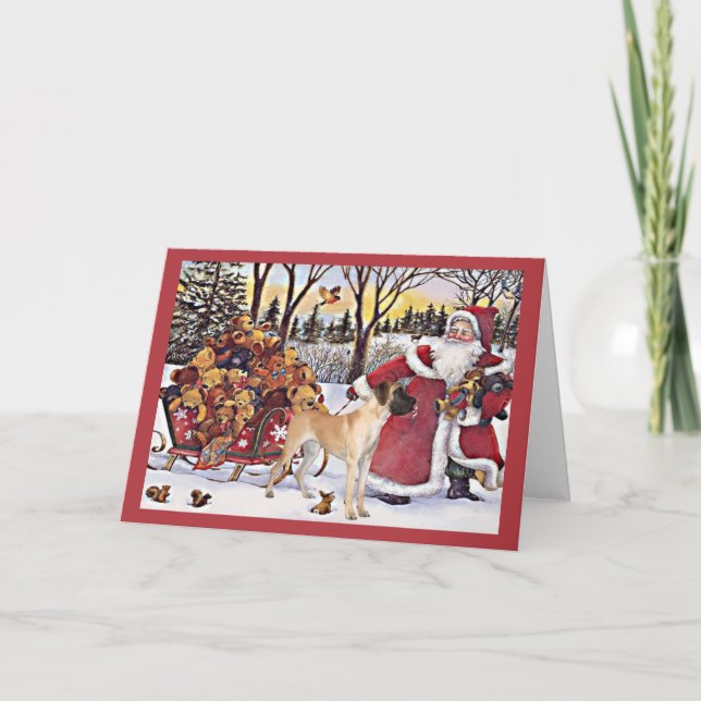 Great Dane Christmas Card Santa Bears (Front)