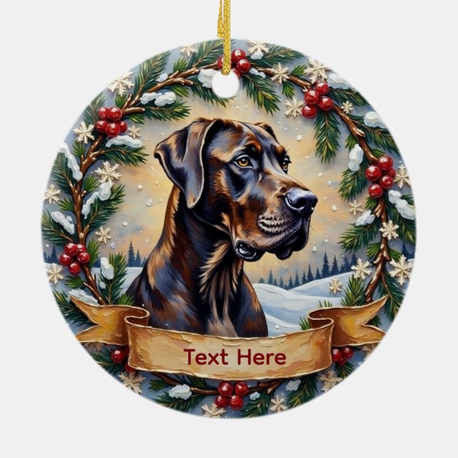 Great Dane Christmas Ceramic Tree Decoration (Back)
