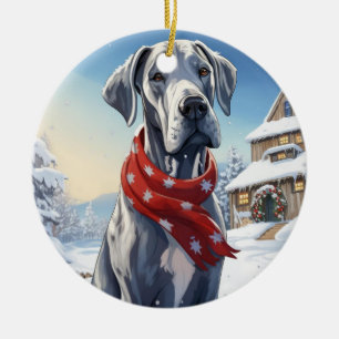 Great Dane christmas,dog memorial gift,dog lover  Ceramic Tree Decoration