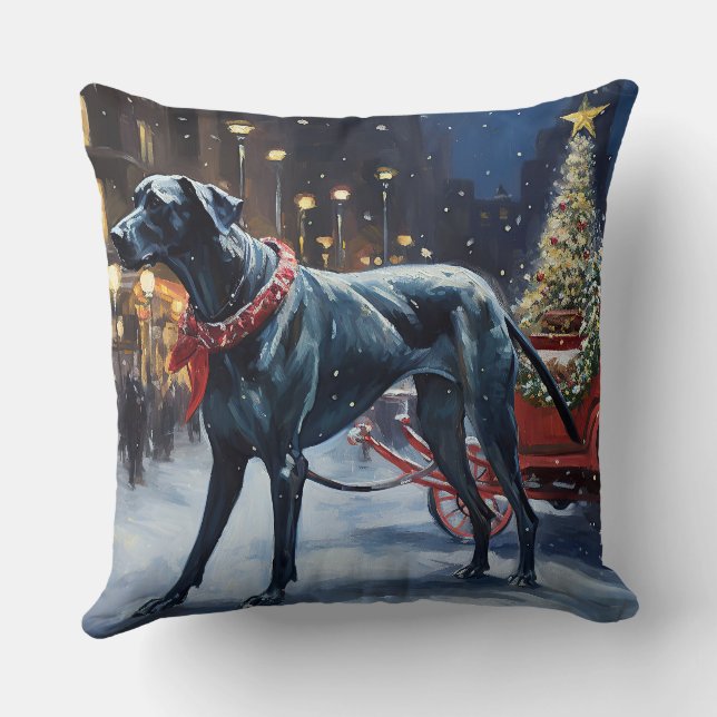 Great Dane Christmas Festive Season  Cushion (Back)