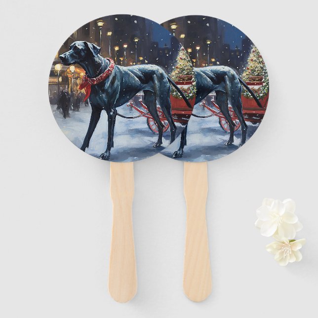 Great Dane Christmas Festive Season  Hand Fan (Front and Back)
