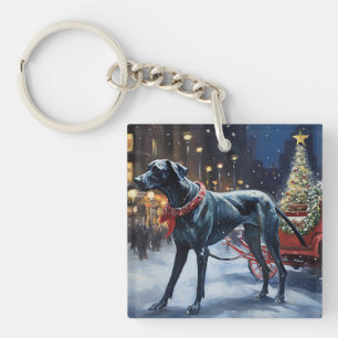 Great Dane Christmas Festive Season Key Ring