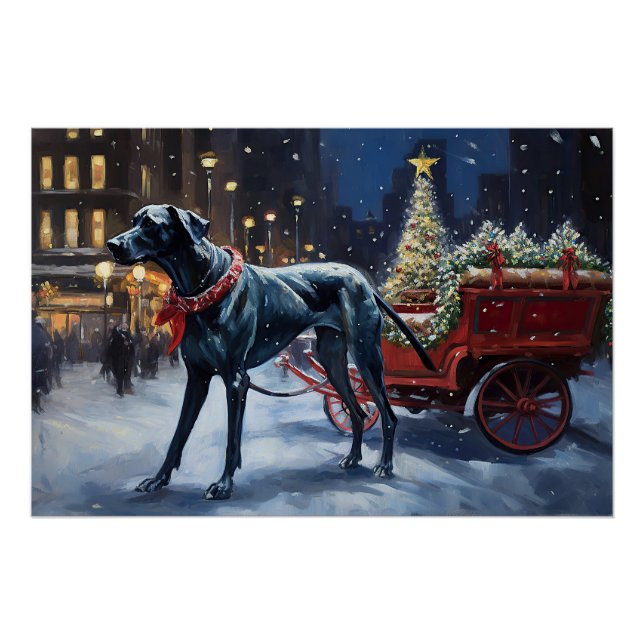 Great Dane Christmas Festive Season  Poster (Front)