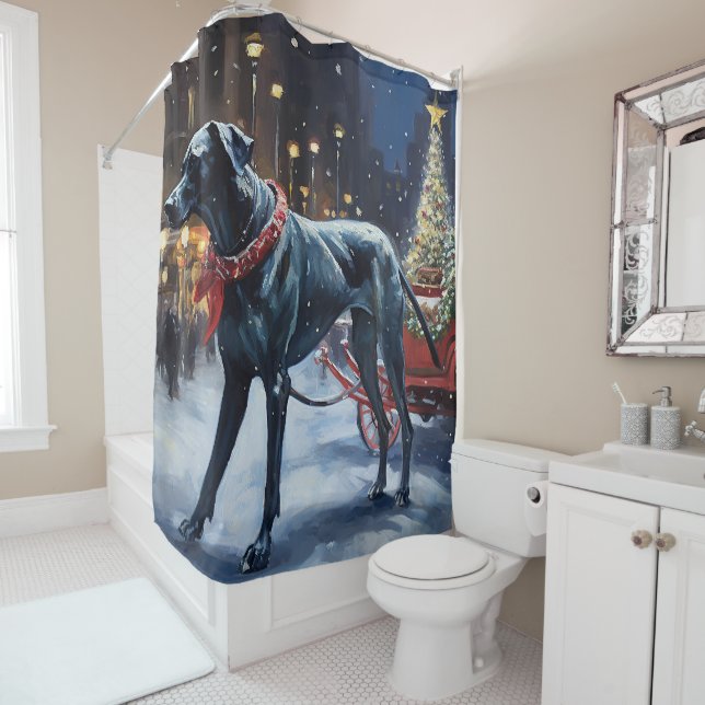 Great Dane Christmas Festive Season  Shower Curtain (In Situ)