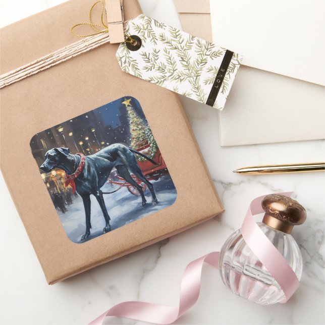 Great Dane Christmas Festive Season  Square Sticker (Gifting)