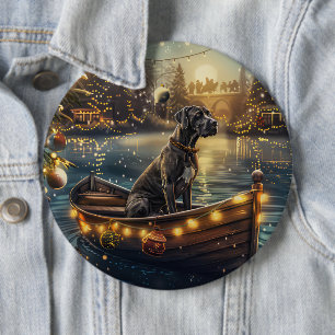 Great Dane Christmas Festive Voyage 6 Cm Round Badge
