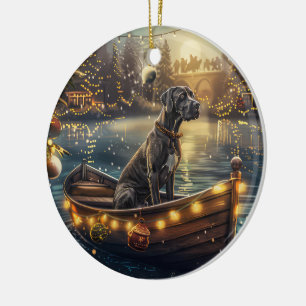 Great Dane Christmas Festive Voyage Ceramic Tree Decoration