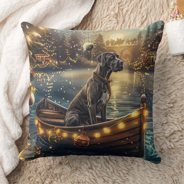 Great Dane Christmas Festive Voyage Cushion (Blanket)