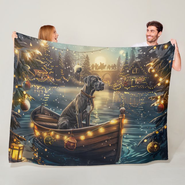 Great Dane Christmas Festive Voyage Fleece Blanket (In Situ)