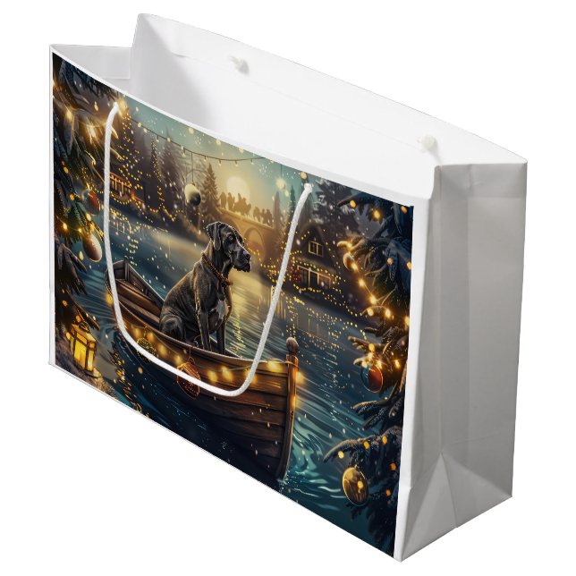 Great Dane Christmas Festive Voyage Large Gift Bag (Front Angled)