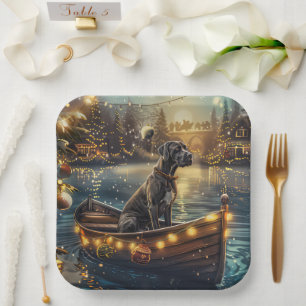 Great Dane Christmas Festive Voyage Paper Plate