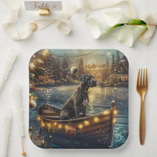 Great Dane Christmas Festive Voyage Paper Plate