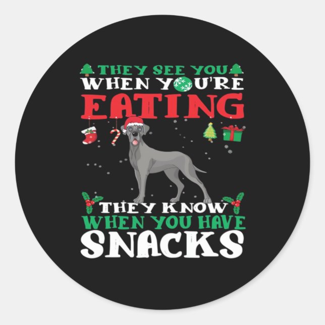 Great Dane Christmas fun Classic T-Shirt Classic Round Sticker (Front)