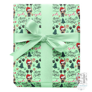 Great Dane Christmas Gift Wrapping Paper in Green