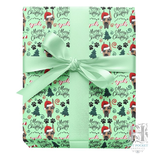 Great Dane Christmas Gift Wrapping Paper in Green (Creator Uploaded)