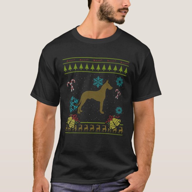 Great Dane Christmas Grate Danes Christmas Ugly T-Shirt (Front)