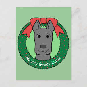 Great Dane Christmas Holiday Postcard