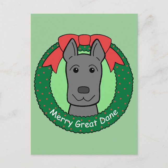 Great Dane Christmas Holiday Postcard (Front)