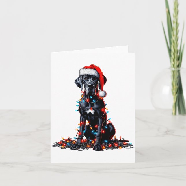 Great Dane Christmas Lights Dog Lover Xmas Pajama  Card (Front)
