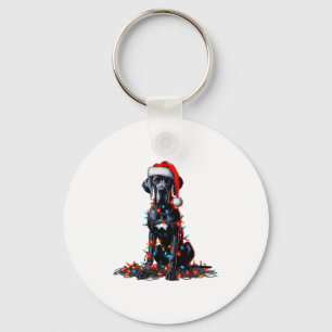 Great Dane Christmas Lights Dog Lover Xmas Pajama Key Ring