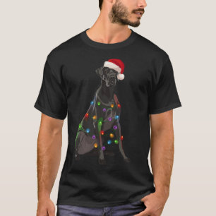 Great Dane Christmas Lights Xmas Dog Lover Santa H T-Shirt