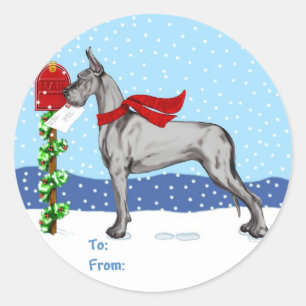 Great Dane Christmas Mail Black Gift Tags