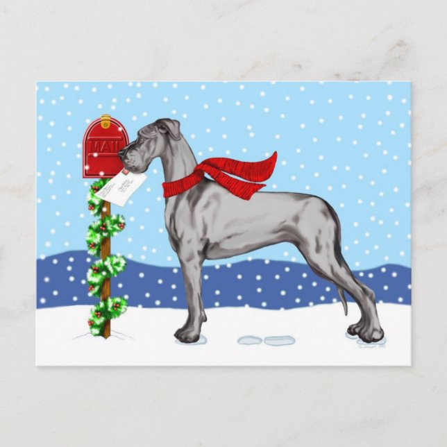 Great Dane Christmas Mail Black UC Holiday Postcard (Front)