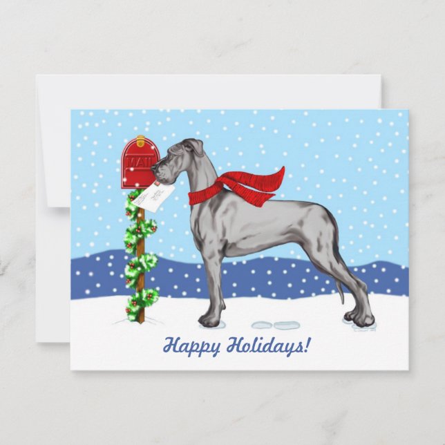 Great Dane Christmas Mail Black UC Invitation (Front)