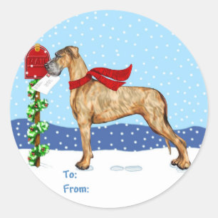 Great Dane Christmas Mail Brindle UC Gift Tags