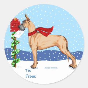 Great Dane Christmas Mail Fawn Gift Tags