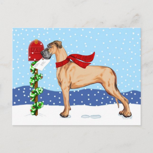 Great Dane Christmas Mail Fawn UC Holiday Postcard (Front)