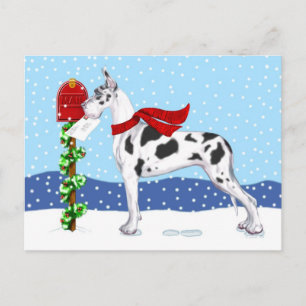 Great Dane Christmas Mail Harlequin Holiday Postcard
